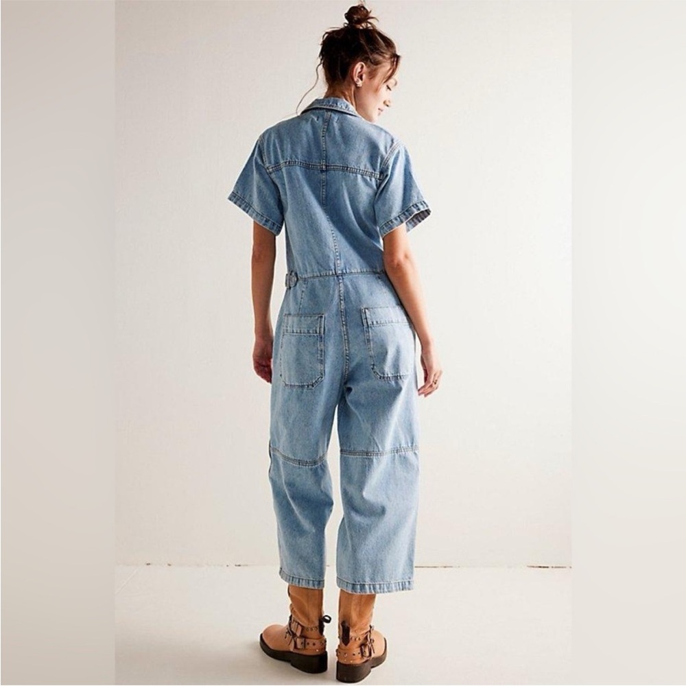 We The Free On the Run Coverall Light Blue Denim Size Small - Picture 2 of 11